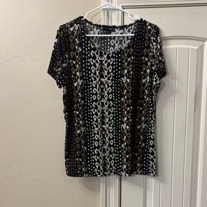 East 5th Black and Brown Short-Sleeve Scoop Neck Printed Top